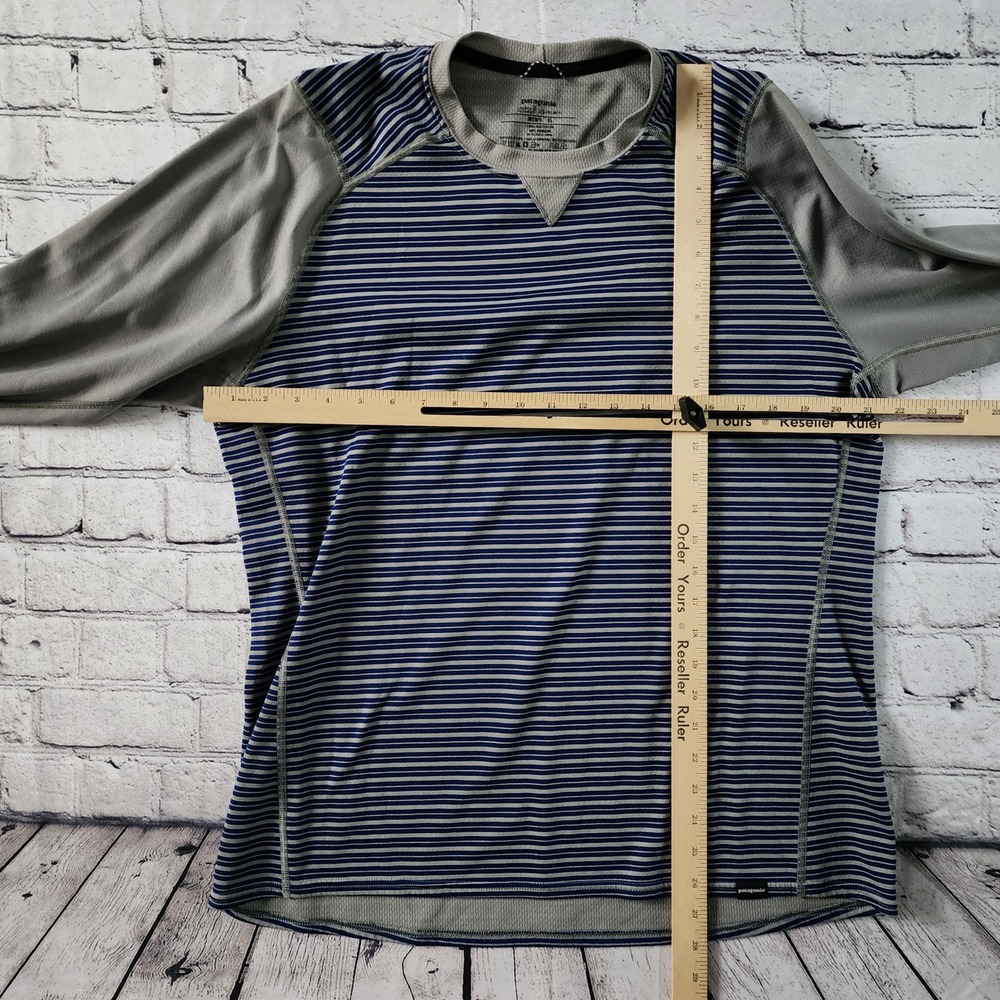 Patagonia Capilene 3 Mens XL Midweight Polartec Striped Base Layer Blue Gray - Picture 4 of 7